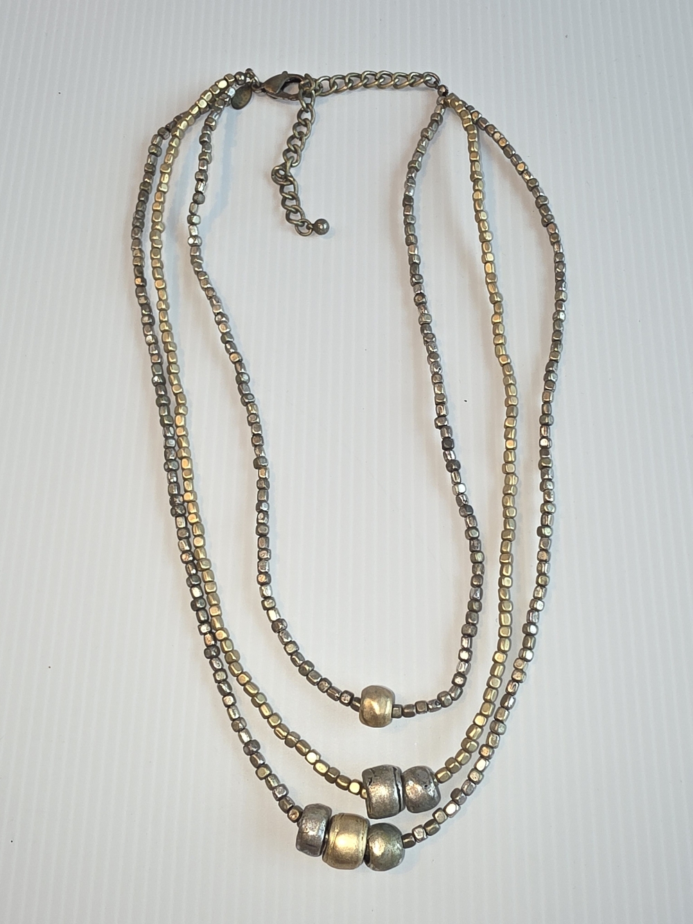 Multi-Strand Metallic Bead Necklace - Gold & Silver Chico's